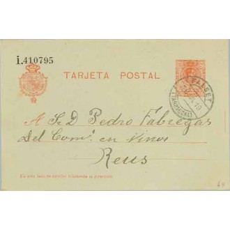 1919. Medallón.10 c. rojo. Falset, Tarragona a Reus. (Laiz 49) 5€