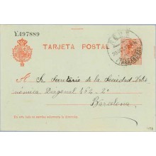 1915. Medallón.10 c. rojo.Tarragona a Barna. Mat.Tarra. (Laiz 49A) 50€