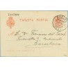 1915. Medallón.10 c. rojo. Huelva a Barcelona. Mat. Huelva (Laiz 49D) 90€