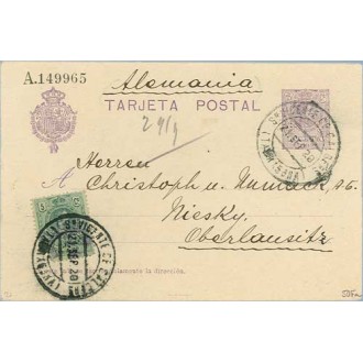 1920. Medallón.15 c. violeta + 5 c. verde. Medallón (Ed. 268) S.Vicente de Caldero a Oberlansitz. Mat. V. de Caldero (Laiz 50Fa)