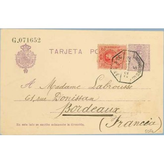 1922. Medallón.15 c. violeta + 10 c. rojo. (Ed.269) S. Sebastián a Burdeos. Mat. Ambulante (Laiz 50Fe) 42€