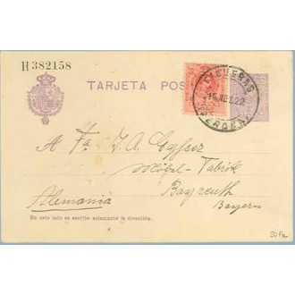 1922. Medallón.15 c. violeta + 10 c. rojo. Medallón (Ed. 269) Figueras a Alemania. Mat. Figueras (Laiz 50Fe) 42€