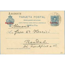 1932. Habilitación en rojo. 25 c. azul. Málaga a Rendel, Alemania. Mat. Estación de Invierno Málaga (Laiz 63) 87€