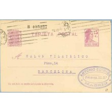 1932. Matrona.15 c. lila. Madrid a Lisboa. Mat. Lisboa Central (Laiz 69) 24€