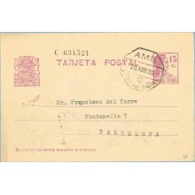 1935. Matrona.15 c. lila. Figueras a Barcelona. Mat. Amb. (Laiz 69) 20€