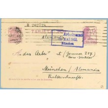 1932. Matrona.15 c. lila. Madrid a Munchen. Mat. Madrid (Laiz 69) 36€