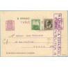 Matrona.15 c. lila + 5 c. castaño. B. Ibánez (Ed. 681) + 10 c. verde. M. Pineda (Ed. 682) Puigcerdá a Paris, marca R. Española C