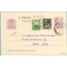 1936. Matrona.15 c. lila + 5 c. castaño. B. Ibánez (Ed. 681) + 10 c.verde. M. Pineda (Ed. 682) Málaga a Olten, Suiza. Mat. Ambul