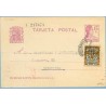 1934. Matrona.15 c. lila + 5 c. negro. Escudo, serie 3ª (Barcelona Ed. 11) Sabadell a Barcelona. Mat. Barcelona (Laiz 69FBc) 50€