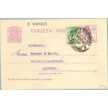 1932. Matrona. 15 c. lila + 10 c. verde. J. Costa (Ed. 664) Madrid a Leipzig. Mat. Madrid (Laiz 69Fr) 24€