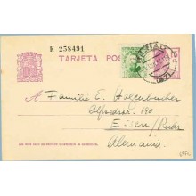 1933. Matrona. 15 c. lila + 10 c. verde. J. Costa (Ed. 664) Bilbao a Essen. Mat. Bilbao (Laiz 69Fr) 36€