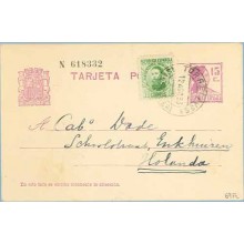 1933. Matrona. 15 c. lila + 10 c. verde. J. Costa (Ed. 664). Torrelavega a Holanda. Mat. Torrelavega (Laiz 69Fr) 36€