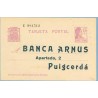 Matrona.15 c. lila. Sobreimpresión privada. BANCA ARNAUS. Apartado, 2. Puigcerdá. Sucursal de Puigcerdá a Sucursal de Igualada (