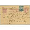 1938. Matrona. 25 c. lila + 5 c. azul. P. Gótica (Barcelona Ed. 19) Acostumbraos....Siete cifras. Dirigida a Alicante (Laiz 79FB