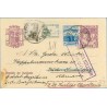 1938. R. Católicos.15 c. violeta + 5 c. sepia. Cid (Ed. 816) + 10 c. verde. Cid (Ed. 817) + sello C. contra el frío. Burgos a Ko