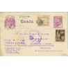 1939. Cervantes.15 c. violeta + 5 c. sepia. Cid (Ed. 816) + 5 c. castaño. V. de la Merced (Barna Ed. 23) Barcelona a Asturias. M