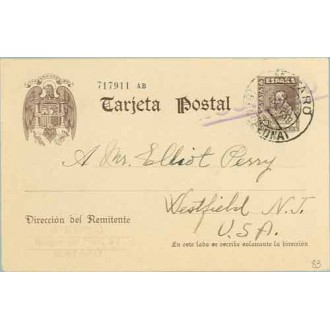 1939. Cervantes. 20 c. castaño. Mataró a U.S.A. Mat. Mataró (Laiz 83) 36€