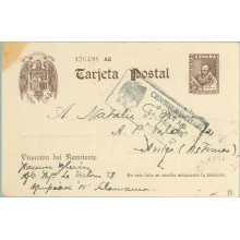 1939. Cervantes. 20 c. castaño. Salamanca a Avilés. Marca Censura Militar Postal Salamanca Num. 2 (Laiz 83) 50€