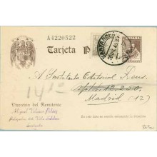 1940. Cervantes. 20 c. castaño + 5 c. sepia. Cid. (Ed. 916) Santander a Madrid. Mat. Santander (Laiz 86Fa) 20€
