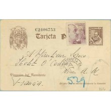 1942. Cervantes. 20 c. castaño + 25 c. lila. Franco (Ed. 923). Barcelona a Nice, Francia. Marca Gubernativa Barcelona (Laiz 86Fv