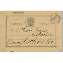 1882. 10 c. Barcelona a Eschweilez, Prusia, fechador de llegada (Laiz 10) 20€