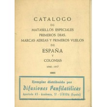 CATÁLOGO DE LOS MATASELLOS ESPECIALES PRIMEROS DÍAS, MARCAS AEREAS Y PRIMEROS VUELOS DE ESPAÑA Y COLONIAS 1940-1957. Barcelona a