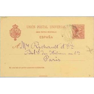 1892. Pelón.10 c. carmín. Barcelona a París. Mat. Barcelona (Laiz 31) 10€