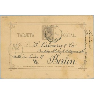 1889. 10 c. violeta. Barcelona a Berlín. Mat. Barna y llegada (Laiz 10) 17€
