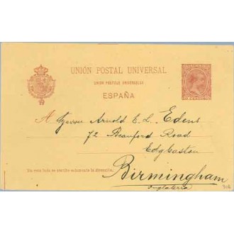 1898. Pelón.10 c. carmín. Barcelona a Birmingham, Inglaterra (Laiz 31A) 10€