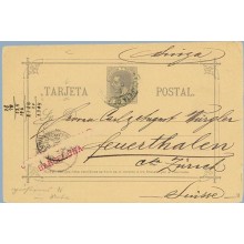 1885.10 c. violeta. Barcelona a Zurich. Mat. Estafeta de Cambio (Laiz 11) 20€