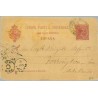 1896. Pelón.10 c. carmín sobre anteado amarillo. Barcelona a Estados Unidos. Mat. Barcelona y llegada (Laiz 31A) 3€