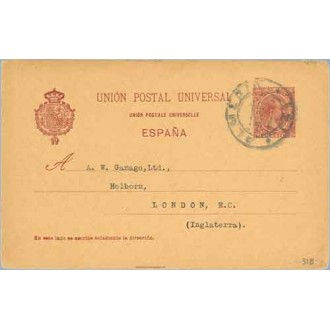 1901. Pelón.10 c. carmín. Almeria a Londres. Mat. Almería (Laiz 31B) 10€