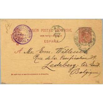 1901. Pelón.10 c. carmín. Valencia a Ledeberg. Mat. Valencia (Laiz 31B) 10€