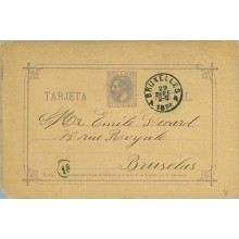 1886.10 c. violeta. Madrid a Bruselas, llegada y marca 18 (Laiz 11) 5€