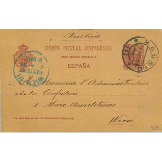 1898.10 c. carmín s. amarillo. Barcelona a Leipzig, llegada (Laiz 31Ba) 9€