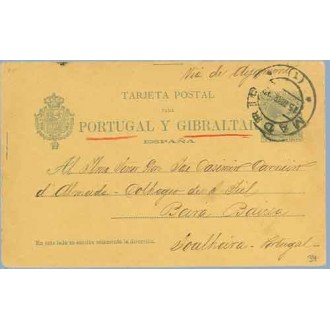 1898. Pelón. 5 c. verde. Madrid a Beira, Portugal. Mat. Madrid (Laiz 34) 35€