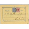 1898. Pelón. 5 c. verde + 5 c. azul. Pelón (Ed. 215) Barcelona a Berlin. Mat. Estafeta de Cambio y llegada (Laiz 34Afa) 50€