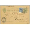 1898. Pelón. 5 c. verde + 5 c. azul. Pelón (Ed. 215) Barcelona a Dresden. Mat. Barcelona y llegada (Laiz 34Fa) 50€