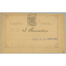 1887. 10 c. violeta. Cadiz a Jerez de la Frontera. Mat. Cadiz (Laiz 11A) 6€