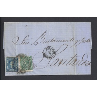 1877. Alfonso XII. 10 c. azul y 5 c. verde Impuesto de Guerra. Ed. 175-183 150 €