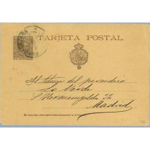 1895. Pelón.10 c. castaño. Letra "J" de tarjeta, rota en la parte inferior. Guadalajara a Madrid. Mat. Guadalaj. (Laiz 27cf) 8€