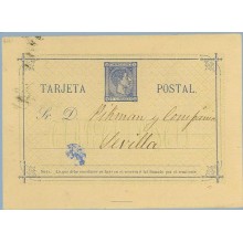 1875. 5 c. azul. Linares, Jaén a Sevilla (Laiz 8) 7€