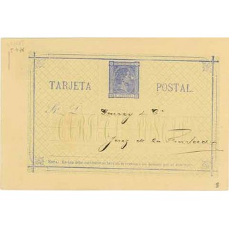 1876. 5 c. azul. Cadiz a Jerez de la Frontera, Mat. de llegada (Laiz 8) 7€