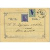 ALFONSO XII 1876. 5 c. azul + 5 c. I.G. Madrid a B. de Avila. Mat. Pincelada de tinta violeta y fechador 1876 (Laiz 8) 90€