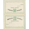 1874. Matrona y Cifras. 5 c. + 5 c. verde y negro. Tipo I. Sin línea divisoria entre las dos tarjetas (Laiz 6c) 120€