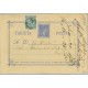 1876. 5 c. azul + 5 c. verde. I.de Guerra (Ed. 183) Cartulina gris. Mahón a Barcelona. Mat. Mahón (Laiz 8Fb) 35€
