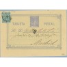 1876. 5 c. azul + 5 c.verde Impuesto de Guerra. (Ed.183) Huesca a Madrid. Mat. Madrid (Laiz 8Fb) 35€
