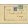 1877. 5 c. azul + 5 c. verde. I. de Guerra (Ed. 183) Catatayud, Zaragoza a Zaragoza, Mat. Taladro sin limar (Laiz 8Fb) 40€