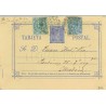 1877. 5 c. azul + 5 c. verde + 10 c. azul. I. G. (Ed. 175-183) Zaragoza a Madrid. (Laiz 8Fe) 36€