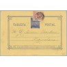 1878. 5 c. azul + 15 c. carmín I:G. (Ed. 188) Alicante a Barcelona. Mat. Alicante (Laiz 8Ff) 35€